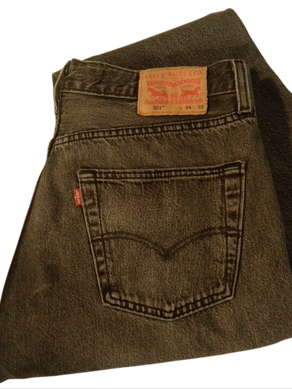 Levi’s 501 Black Denim Jeans W34 L32 – Vintage Wash Straight Fit  made In Mexico